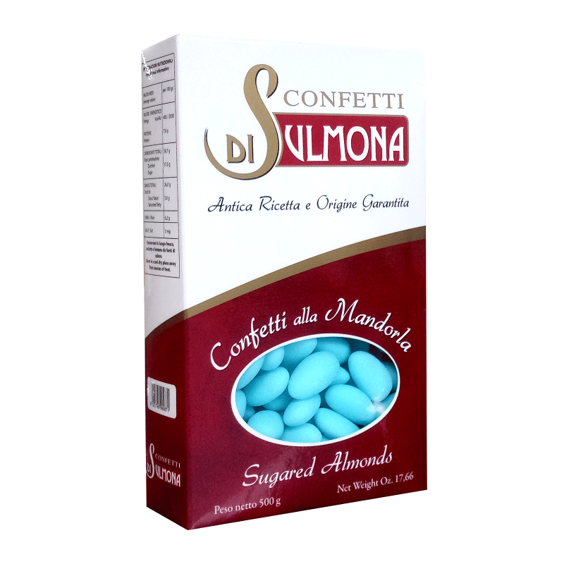 Confetti di Sulmona celesti con mandorla e senza glutine - confezione da  500gr