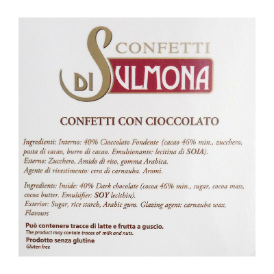 Confetti di Sulmona bianchi al cioccolato fondente - 500gr